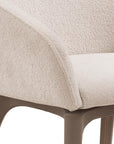 Taupe and Brown Boucle And Faux Leather Dining Arm Chair