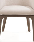 Taupe and Brown Boucle And Faux Leather Dining Arm Chair