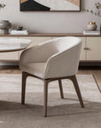 Taupe and Brown Boucle And Faux Leather Dining Arm Chair
