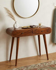 35" Chestnut Solid Wood Console Table With Two Drawers