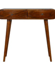 35" Chestnut Solid Wood Console Table With Two Drawers