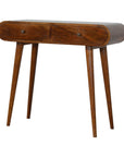 35" Chestnut Solid Wood Console Table With Two Drawers
