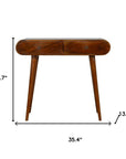 35" Chestnut Solid Wood Console Table With Two Drawers