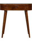 32" Chestnut Solid Wood Oval Console Table With Drawer