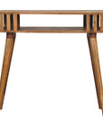 33" Oak Solid Wood Console Table With Shelf