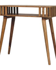33" Oak Solid Wood Console Table With Shelf