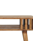 33" Oak Solid Wood Console Table With Shelf