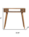 33" Oak Solid Wood Console Table With Shelf
