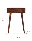 24" Chestnut Solid Wood Oval Console Table With Drawer