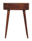 24" Chestnut Solid Wood Oval Console Table With Drawer