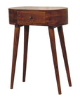 24" Chestnut Solid Wood Oval Console Table With Drawer