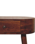 24" Chestnut Solid Wood Oval Console Table With Drawer
