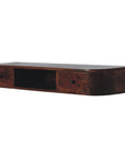 43" Chestnut Solid Wood Floating Console Table With Shelf And Two Drawers