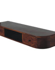 43" Chestnut Solid Wood Floating Console Table With Shelf And Two Drawers
