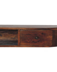 43" Chestnut Solid Wood Floating Console Table With Shelf And Two Drawers