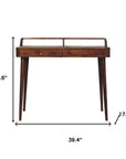 39" Chestnut Solid Wood Console Table With Shelf And Two Drawers