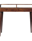 39" Chestnut Solid Wood Console Table With Shelf And Two Drawers
