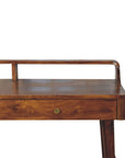 39" Chestnut Solid Wood Console Table With Shelf And Two Drawers