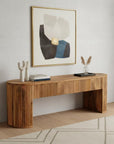 49" Oak Solid Wood Oval Frame Console Table