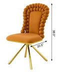 Set of Two Orange And Gold Velvet And Metal Dining Side Chairs