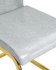 Set of Two Gray And Gold Tufted Faux Leather And Metal Dining Side Chairs