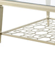 54" Clear and Champagne Glass and Steel Coffee Table