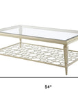 54" Clear and Champagne Glass and Steel Coffee Table