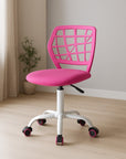 Pink and White Adjustable Height Swivel Rolling Office Chair