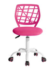 Pink and White Adjustable Height Swivel Rolling Office Chair