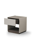 23" Light Gray And Walnut Wood One Drawer Nightstand