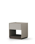 23" Light Gray And Walnut Wood One Drawer Nightstand