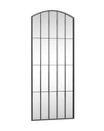 67" Black Metal Geometric Arch Wall Mounted Or Leaning Framed Full Length Mirror