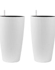 Set of Two White Recycled Plastic Round Self Watering Planter Box