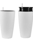 Set of Two White Recycled Plastic Round Self Watering Planter Box