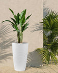 Set of Two White Recycled Plastic Round Self Watering Planter Box
