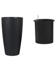 Set of Two Black Recycled Plastic Round Self Watering Planter Box
