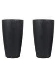 Set of Two Black Recycled Plastic Round Self Watering Planter Box