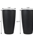 Set of Two Black Recycled Plastic Round Self Watering Planter Box