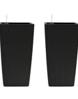 Set of Two Black Recycled Plastic Round Self Watering Planter Box