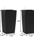 Set of Two Black Recycled Plastic Round Self Watering Planter Box