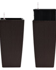 Set of Two Brown Recycled Plastic Round Self Watering Planter Box