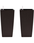 Set of Two Brown Recycled Plastic Round Self Watering Planter Box
