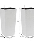 Set of Two White Recycled Plastic Rectangular Self Watering Planter Box