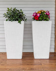 Set of Two White Recycled Plastic Rectangular Self Watering Planter Box