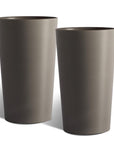 Set of Two Brown Heavy Duty Plastic Cylindrical Planter Pots