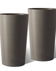 Set of Two Brown Heavy Duty Plastic Cylindrical Planter Pots