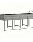 32" X 89" Light Gray Wood Rectangular Planter Box