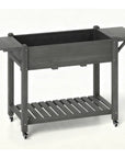 34" X 57" Light Gray Wood Rectangular Planter Box