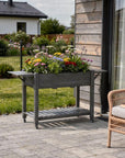 34" X 57" Light Gray Wood Rectangular Planter Box