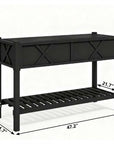 32" X 47" Black Wood Rectangular Planter Box